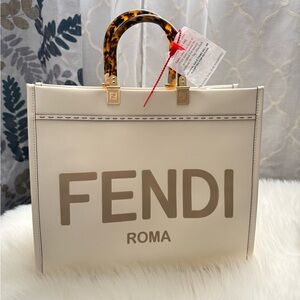 Fendi Cream Tote with Gold Accents